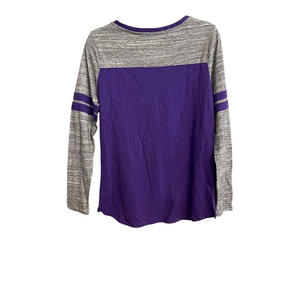 LSU Purple & Gray Juniors Long Sleeve V-Neck Shirt With Rhinestone Logo Size XL - Picture 2 of 13